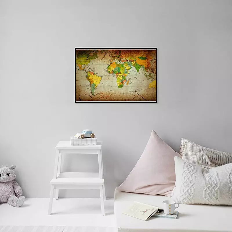 Affiches et imprimés de la carte du monde, toile Non tissée de 59x42cm, peinture, décoration de la maison, fournitures d'enseignement