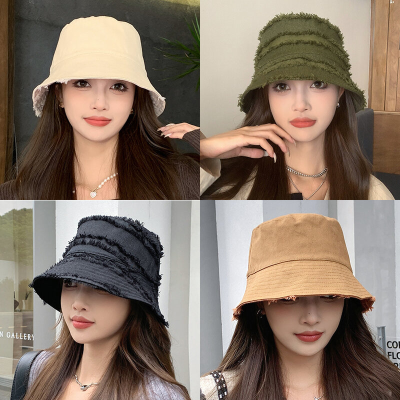 Dupla face Wearable Fisherman Hat, Retro Sunscreen Sunshade Cap, Simples Basin Hat, Outdoor Sun Hat, Shopping Bucket Cap, Moda