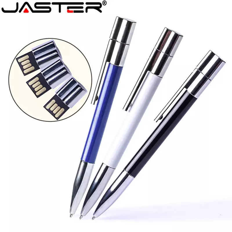 JASTER-unidad Flash USB para bolígrafo, bandeja de Metal de 64GB, 32GB, 16GB, 8GB, disco U, regalo de negocios creativo