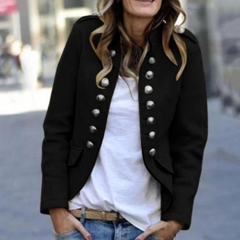 Woolen Coat  Trendy Stand Collar Slim Warm Women Coat  Coldproof Retro Jacket