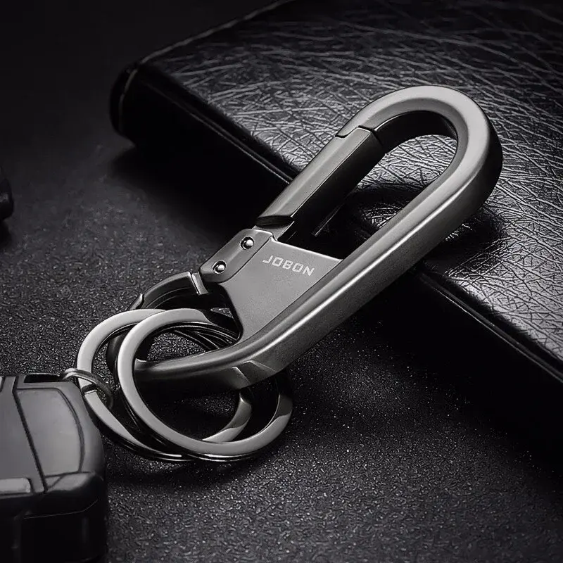 Porta-chaves de carro de metal para homens e mulheres, chaveiro, porta-chaves de cintura, 2 anéis