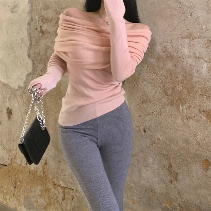 Black Long Sleeve T-shirts Korean Fashion Solid Y2k Clothing Cropped T Shirt Slim Sexy Skinny Top Women