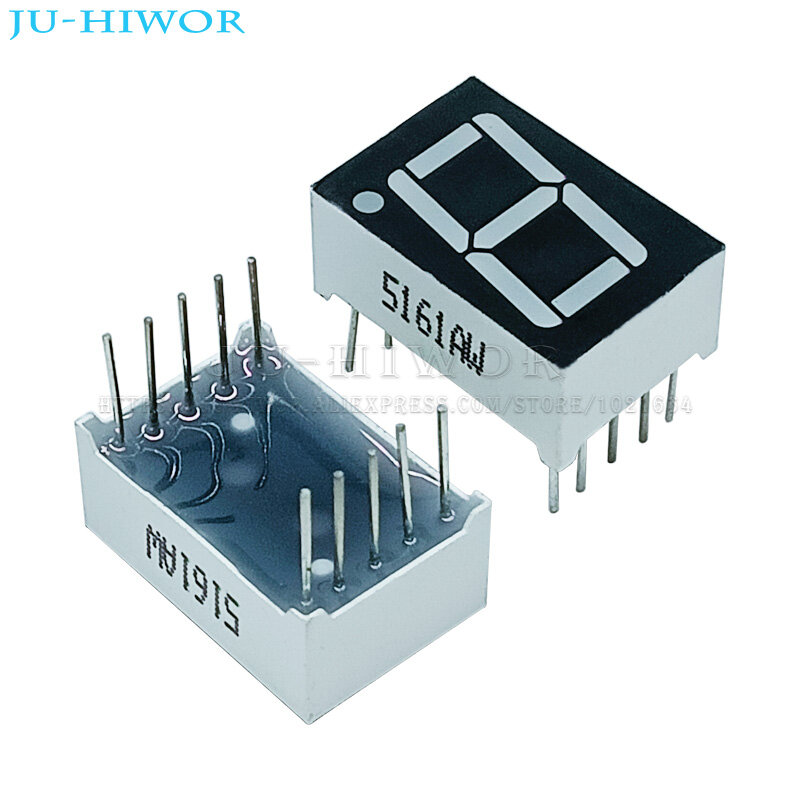 10pcs 0.56 Inch 10Pins 5161AW 5161BW 1 Bit Digit 7 Segment White LED Digital Display Digitron Common Anode Cathode C-C C-A