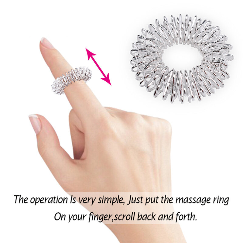 10 sztuk/partia pierścień do masażu palca Sujok pierścień do akupunktury opieki zdrowotnej masaż ciała medycyna chińska kolor złoty