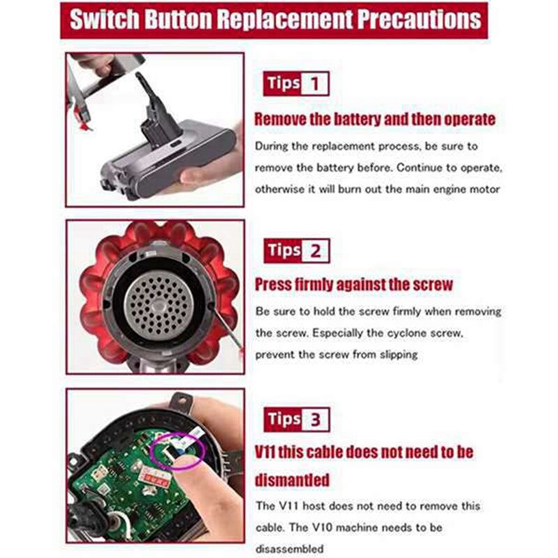 Upgrade Trigger Button Schalter für Dyson V11 V10 V15 Staubsauger Ersatzteile verbessert Power Button Reparatur werkzeug