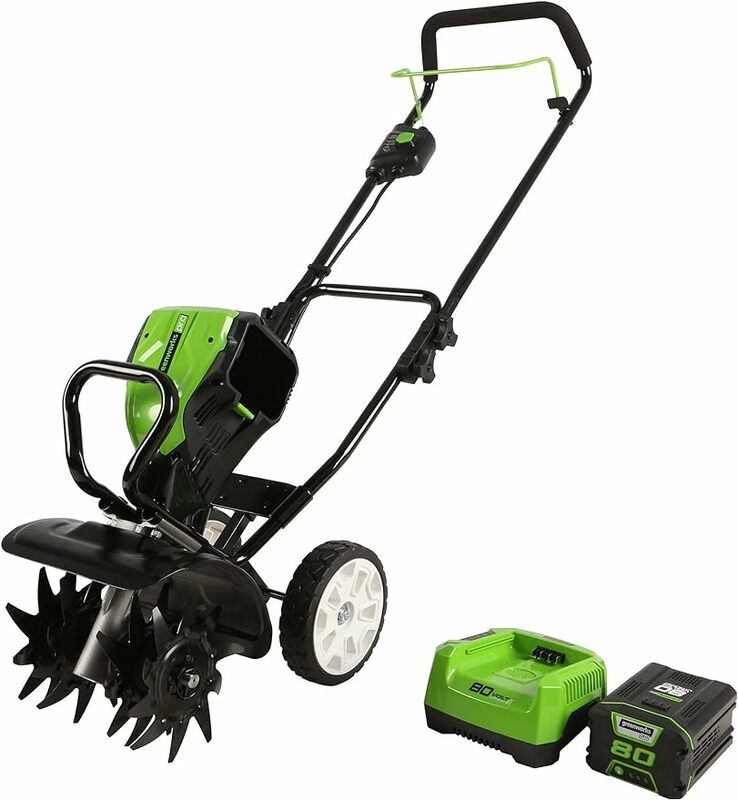 Greenworks-Cultivateur Pro avec batterie et chargeur, noir et vert, 80V, 10 ", 2Ah, TL80L210