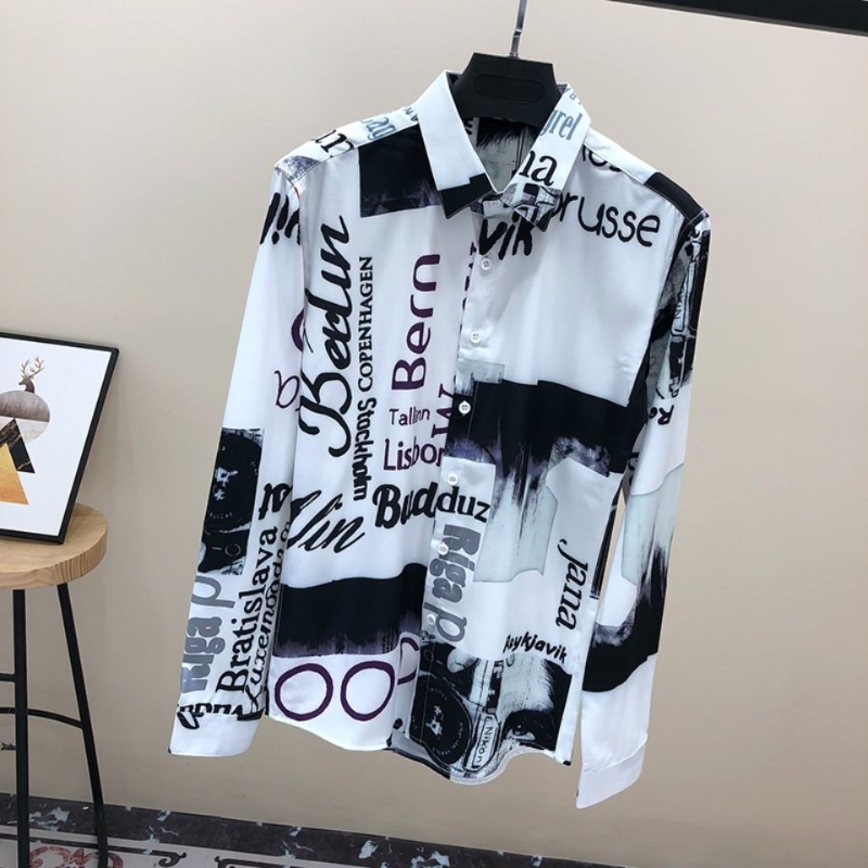 Camisa informal minimalista de manga larga, camisa Floral, ajustada, personalizada, Retro, Moda de Primavera y verano, 2023