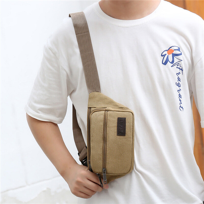 Unisex Canvas Waist Bag Pack Casual Fitness Running Chest Bag Phone Pouch Women's Canvas Travel Phone Bag Fanny Banana Bag