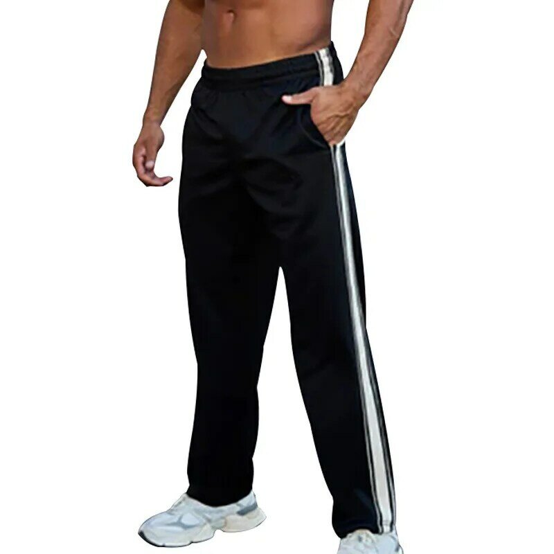 Pantalones rectos de retales para hombre, Pantalón deportivo holgado, a rayas, marca de moda, primavera y verano, 2024