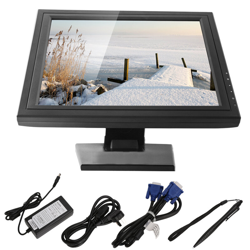 17" 15" Inch LCD Display Touch Screen Base Case Resolution 1280 x 1024 Office Movie Display for PC POS Cashier Restaurant Bar