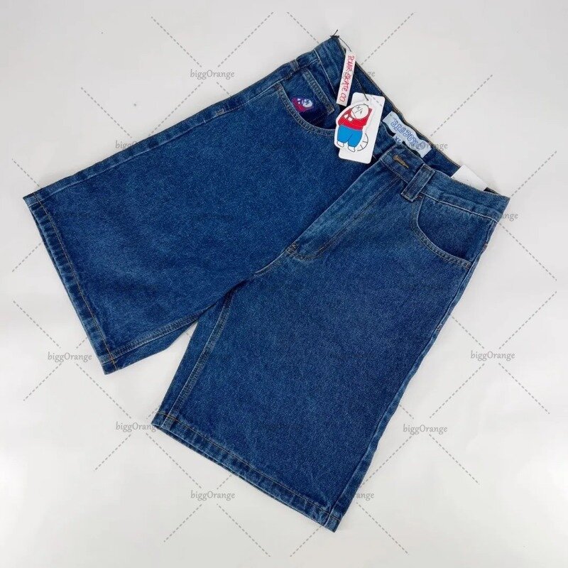 American Fashion Brand Cartoon Printed Denim Shorts uomo Harajuku All-match Jeans Y2k Street Retro abbigliamento Casual donna