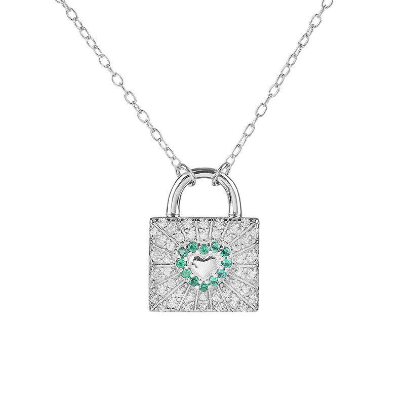 Poulisa Heart Lock Chain Necklace Cubic Zirconia Pendant S925 925 Sterling Silver Chains Necklaces for Micro Pave Zircon Neck