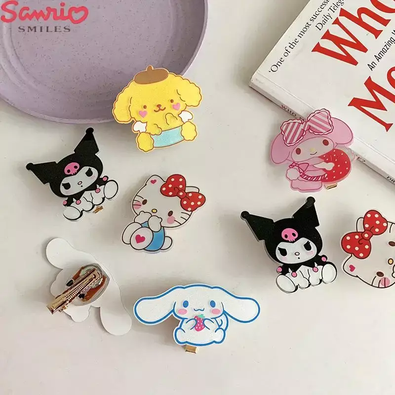 Sanrio Kuromi-Pinza para el pelo de Hellokitty, accesorios para el cabello Kawaii Cinnamoroll Mymelody Pom Purin Glow Tiara Bangs, regalo para parejas