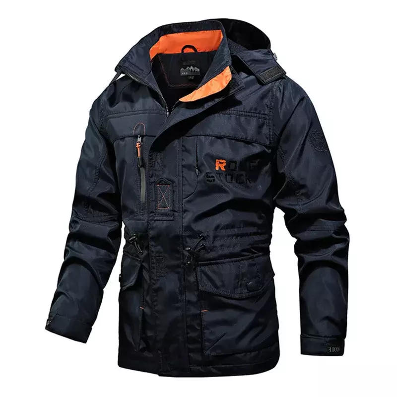 Jaket bertudung untuk pria, jaket militer luar ruangan tahan angin tipis musim semi musim gugur, jaket Hiking berkualitas, mantel penahan angin pria 5X