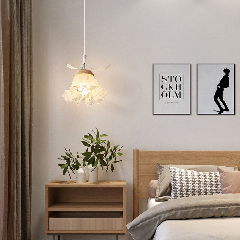 Francuska lampa wisząca w stylu Retro do sypialni stolik nocny hotelu E27 biała 1.2m regulowana linia wewnętrzna lampka dekoracji wnętrz