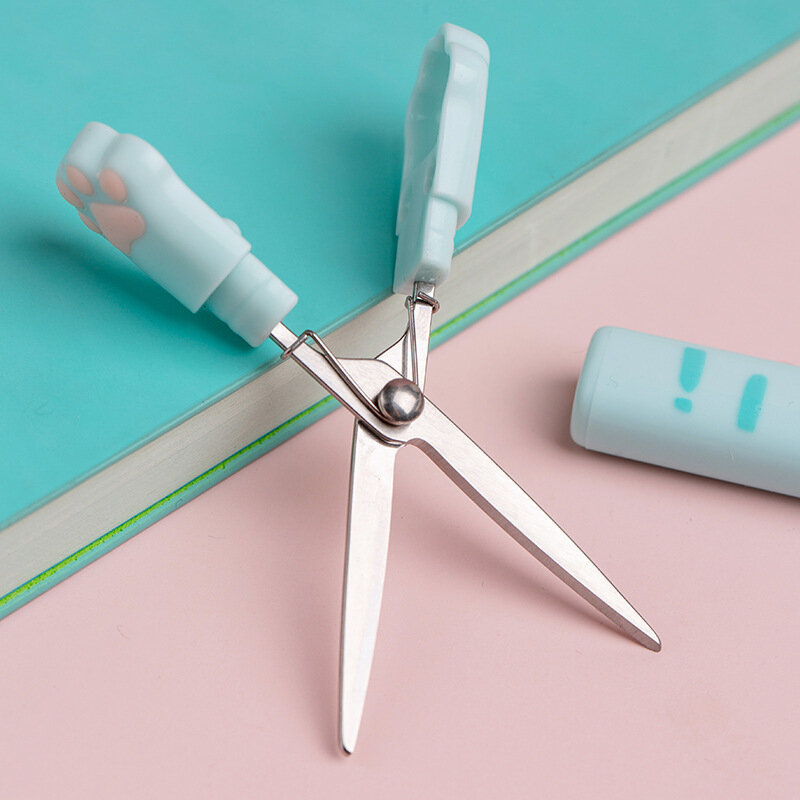 Piękne nożyczki w kształcie łapa kota Cartoon Mini przenośne nożyczki do wycinania narzędzia DIY naklejki przybory szkolne artykuły piśmienne