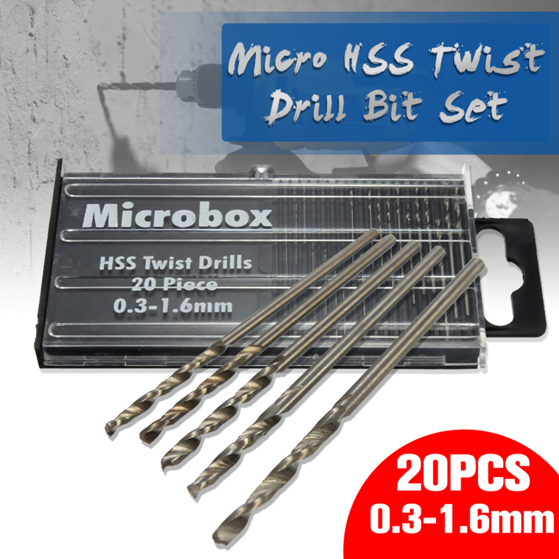 20 stücke/set 0,3mm-1,6mm Mini High Speed Stahl Twist Drill Bit Set Micro HSS bohrer bit set mit Fall