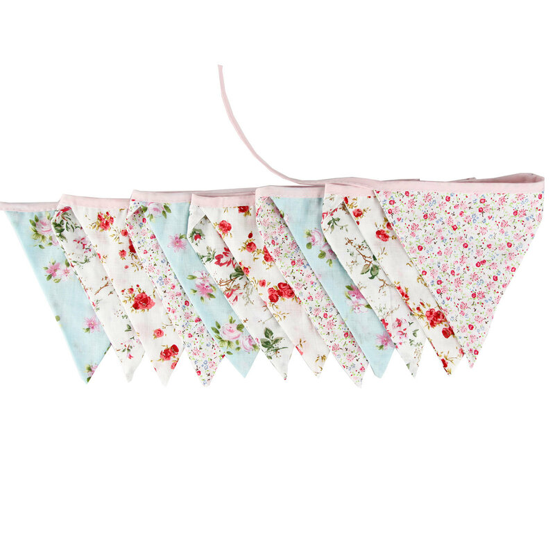 Bloemen Stof Bunting Banner Shabby Chic Thee Party Guirlande