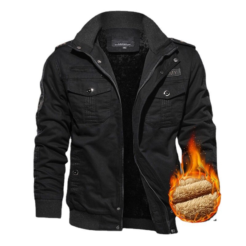 メンズミリタリージャケット,厚手の暖かい冬のジャケット,防風性と綿のアウター,ウールの裏地付き,サイズ6xl,冬