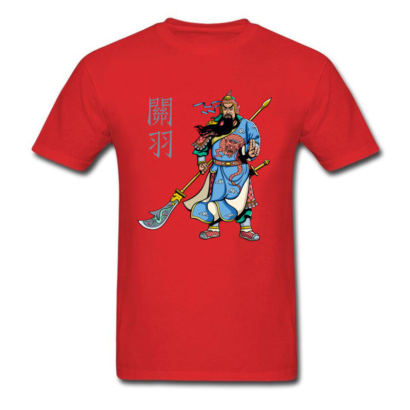 Футболка с уникальным дизайном с принтом Пекинской оперы, китайского героя, воина Гуань Юй Летняя Хлопковая мужская футболка с круглым вырезом и коротким рукавом Новинка