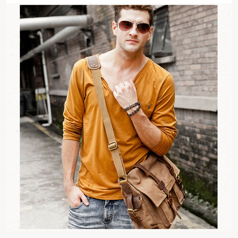 Bolsa tiracolo de couro vintage para homens e mulheres, bolsa de ombro casual, estilinete de algodão, moda, 2023