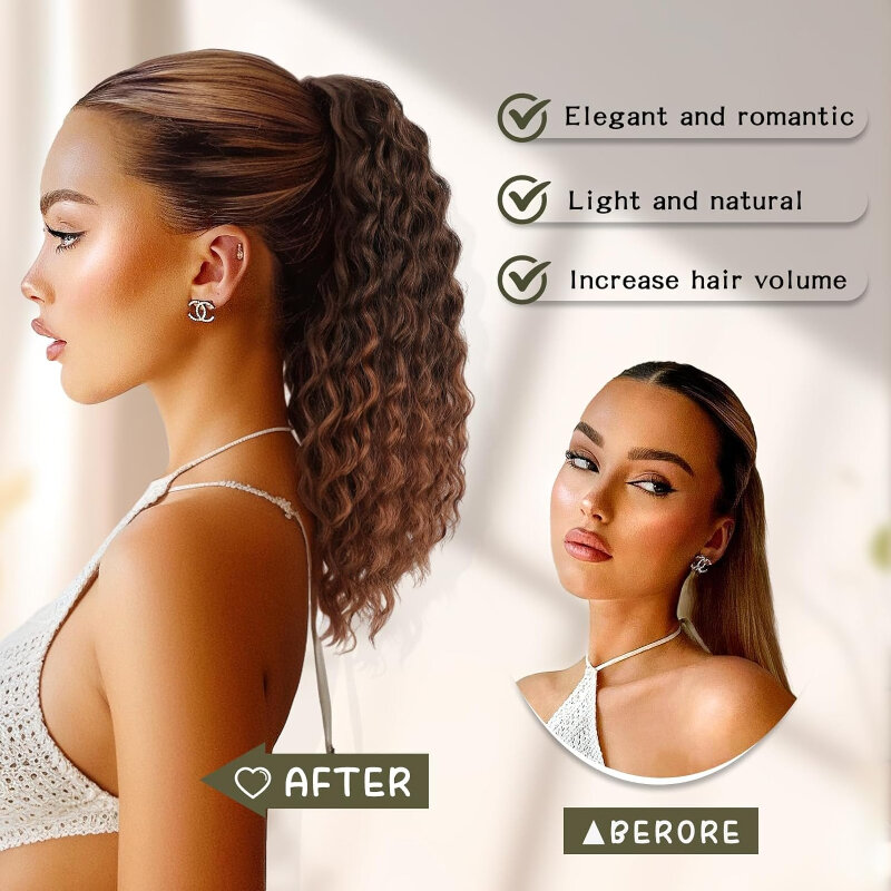 Corn Wave 28cm Kinky Curly Ponytail Extension Synthetic Hairpieces Natural Wigs for Women Glueless Wig Accesorios Para Mujer