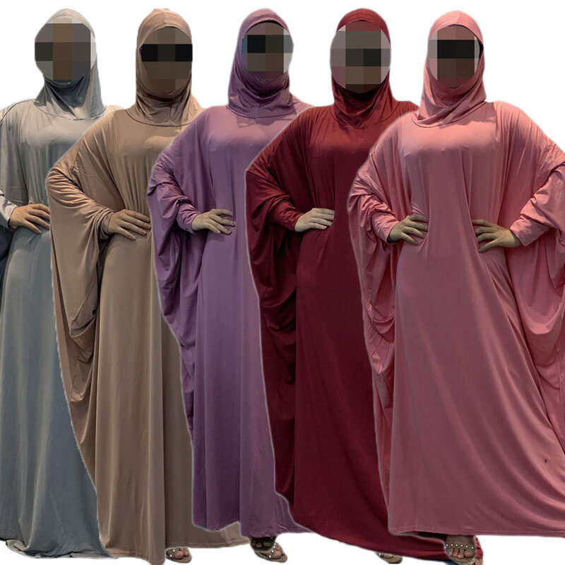 عباية رمضان بقلنسوة للنساء ، ملابس الصلاة ، رداء مسلم ، فستان طويل فضفاض ، دبي ، تركيا ، ملابس إسلامية ، أنثى الجلابة