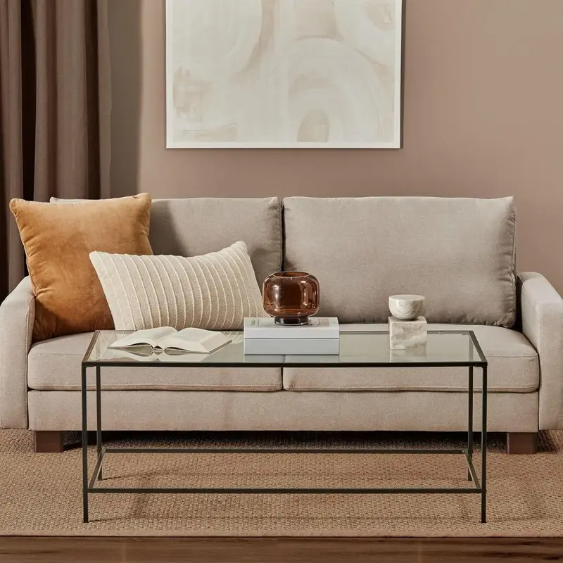 Glasplatte Couch tisch-große minimalist ische rechteckige geometrische Metall Akzent Möbel Einheit für Wohnzimmer Home Office