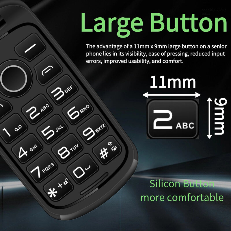 Mini Flip Plastic Mobile Phone Grande Botão De Silício Câmera Speed Dial Rádio FM Whatsapp Jogo Preço Baixo Cover Celular Dois Sims