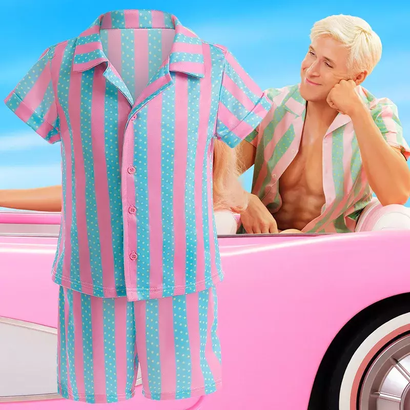 Ken's Gosling Barbi Cosplay fantasia para meninos, moda praia, camisas havaianas, calças curtas, filme de Ken, crianças, 2023