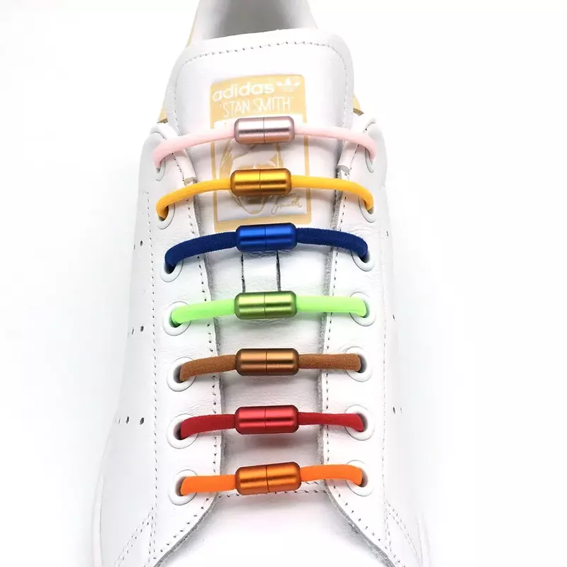 Cordones elásticos para zapatillas de deporte para niños y adultos, cordones semicirculares sin corbata, hebilla de cápsula colorida