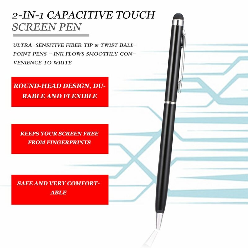 2 in 1 Universal Stainless Steel Capacitive Crystal Touch Screen Stylus & Ball Point Pen for Tablet PC Phone Easy Carrying