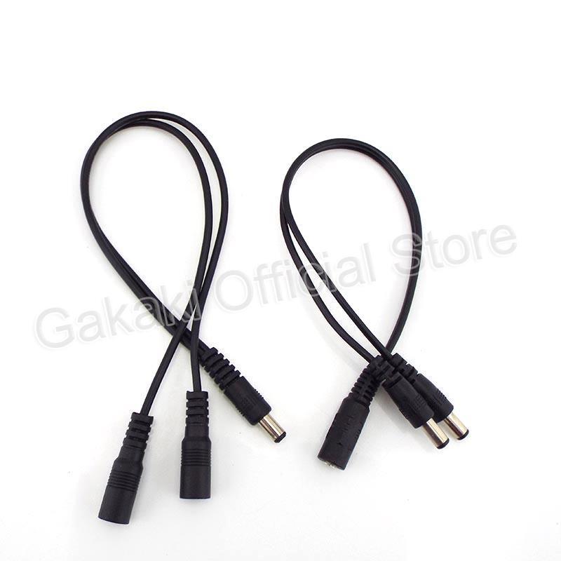 5,5mm * 2,1mm 1 hembra a 2 hombre conector DC macho Cable del divisor de potencia para la luz de tira de LED CCTV adaptador de fuente de alimentación