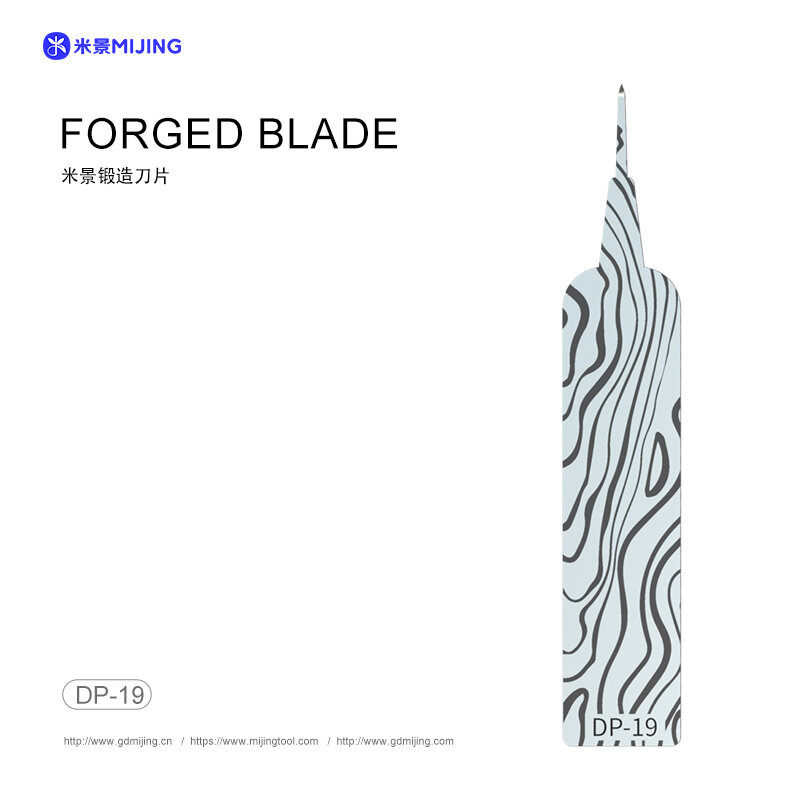 Mijing-Forged Blade, Hand Polishede Chip, Fixação Screen Bracket, Remoção de pequeno componente, Edge Glue Removal Tools, DP-19, 35 ° Bent Tip