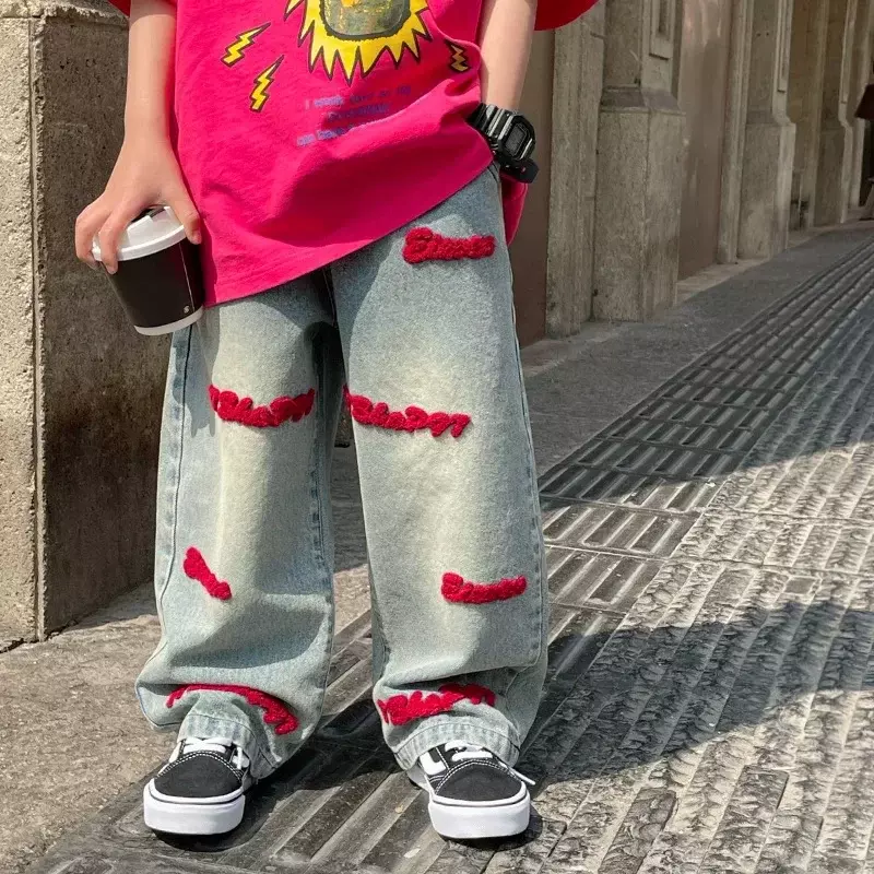 Детская одежда Baoduo джинсы для мальчиков весна 2024 Новинка весенние брюки для маленьких мальчиков модные детские брюки