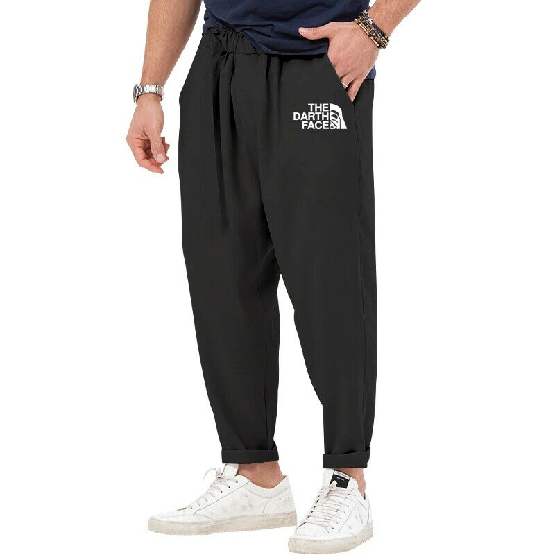 Summer New Men's Casual Pants Solid Color Brand High Quality Belt Harlan Wide Leg Outdoor Versatile Sports Casual Pants
