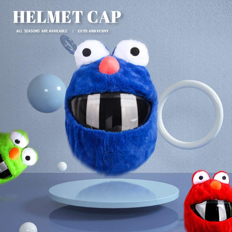 Helms chutz Kopf bedeckung Cartoon flauschige Plüsch Set für Motorrad Voll gesichts schutzhülle Motorrad Sicherheit Spezial
