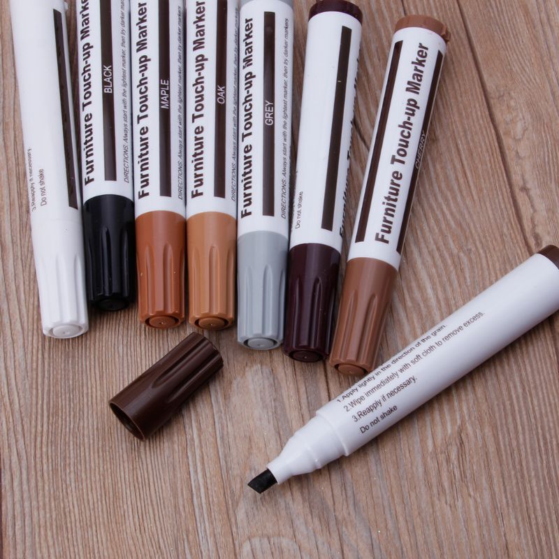17 Pcs Wood Stain Touch-Up Restore Marker Wax Sticks with Sharpener Wood Floor Scratch Repair Marker for Home Carpenters