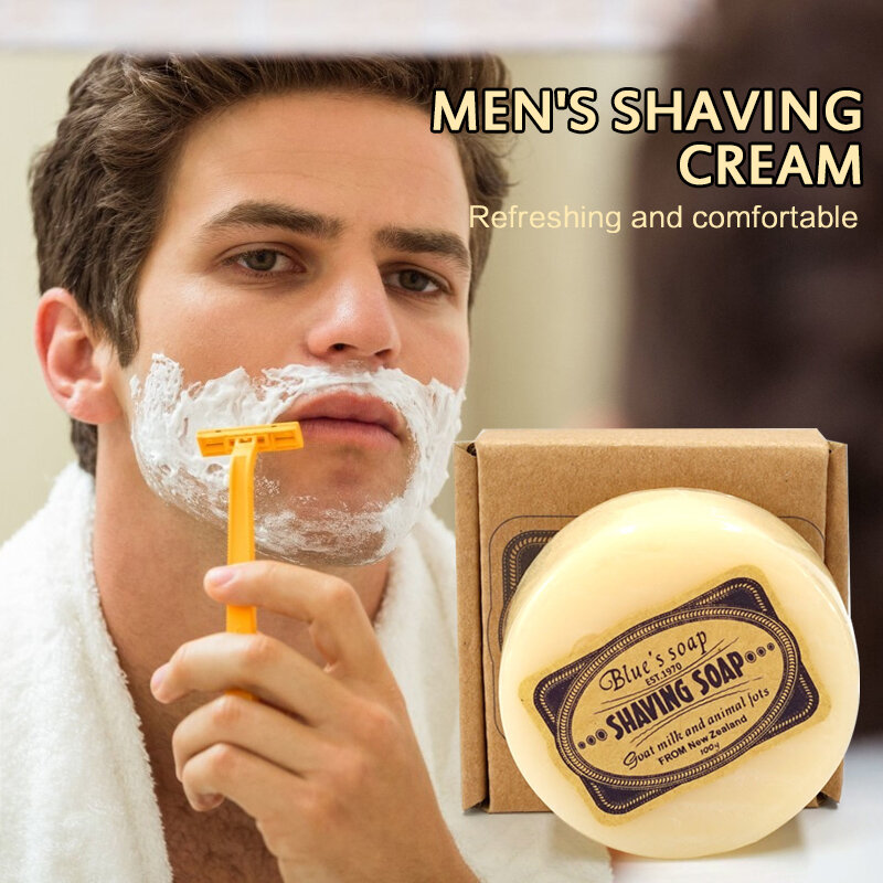 Crema de afeitar para hombres, jabón de afeitar de leche de cabra, espuma, acondicionador profesional de barba Natural, herramienta de salón de barbería, 100g