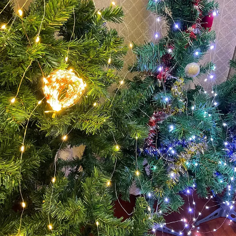 Cordas de luz coloridas para decoração de festa, fonte de alimentação USB, caixa de presente de Natal, cobre, ao ar livre, 4m, 40LED