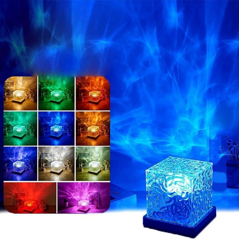 Wave-Cube-Lámpara Ocean Wave, proyector de 16 colores, efecto de onda de agua, luces para dormitorio