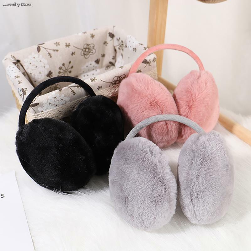 1pc Portable Folding Winter Warm Earmuffs Fashion Solid Color Earflap Outdoor Cold Protection Soft Plush Ear Warmer