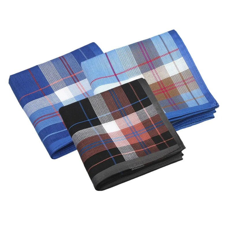 3x Assorted Color Cotton Mens Handkerchief Pocket Square Hankies Kerchief