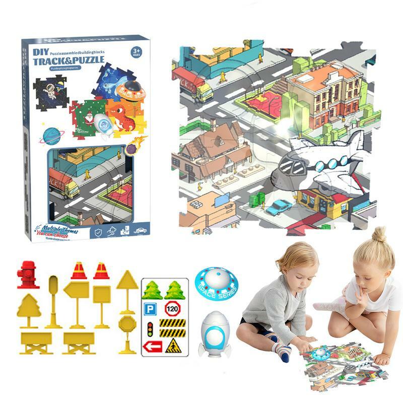 Puzzle Tracks Car Set Vehicle Puzzle Board Educational Railcar Puzzles Educational Preschool Montessori Toys