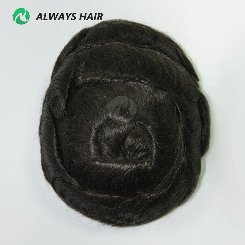 OS28 - Knots Skin Toupee 0.12-0.14mm Hair Patches For Men 130% Hair Density Men's Capillary Prothesis Wig