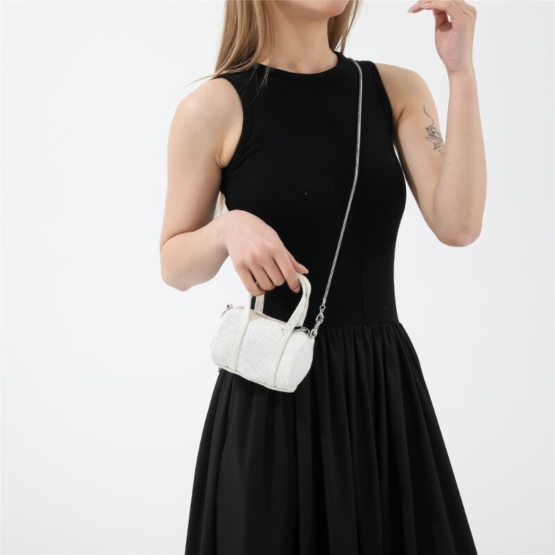 Bolsa de ombro crossbody com corrente denim para mulheres, mini bolsa coreana, alça superior para batom e item pequeno, bolsa de moedas fofa