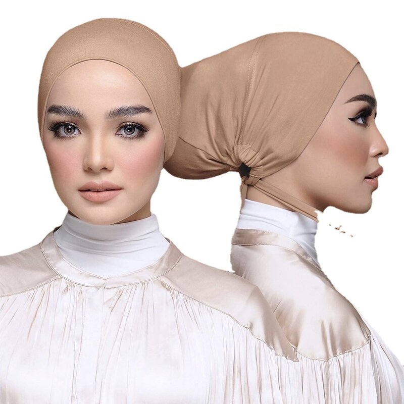 Miękkie modalne elastyczne muzułmańskie wewnętrzne Hijabs jednolity kolor Underscarf czapki kobiece głowy okłady damskie Turban Bonnet