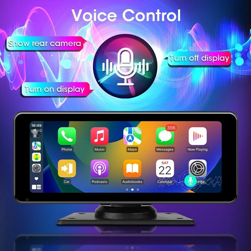 JMCQ Monitor mobil cerdas Android Auto, Monitor Cerdas layar cerdas radio nirkabel 6.86 inci IPS Dual Bluetooth 5.1 FM transmisi AUX