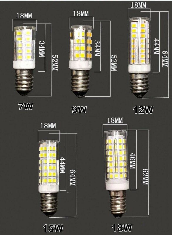 Mini lâmpada de milho LED, luz do candelabro do halogênio, 7W, 9W, 12W, 15W, 18W, CA 220V, 230V, 240V, SMD2835, ângulo de feixe 360, g9, E14