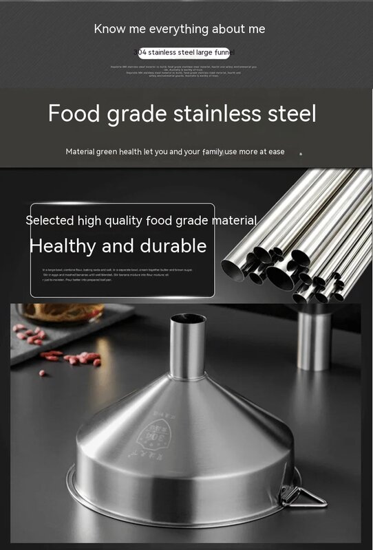 TINGKE-Grande diâmetro funil de aço inoxidável, Industrial Grade, boca larga extra para uso comercial e doméstico